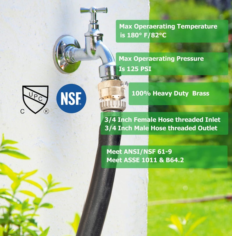 WHK Hose Bib Backflow Preventer Vacuum Breaker Garden Hose Check Valve to Connect 3/4 Inch Outdoor Faucet Spigot Sprinkler RV Anti-Siphon 6 Packs - Image 2